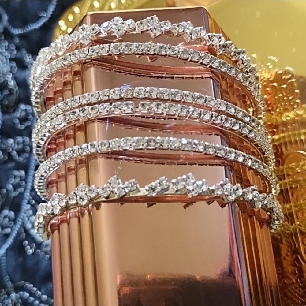 Sparkling Silver Rhinestone Bracelets Set. Nwt - image 2